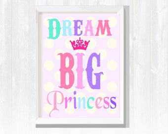 Nursery Art - Girl's Wall Art - Princess Wall Decor- Play room wall art-Kids Room Wall Decor- Baby Girl Nursery Decor