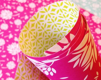 Pink Floral Giftwrap Set - pink and green wrapping paper - lime wrapping paper - pink and green floral gift wrap - double sided giftwrap