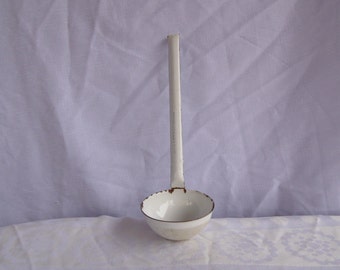 Vintage enamel Ladle,Vintage White Enamelware - Enamel Ladle - Shabby Chic Kitchen Decor