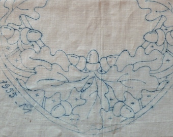 CANVAS of flax former printed embroidery