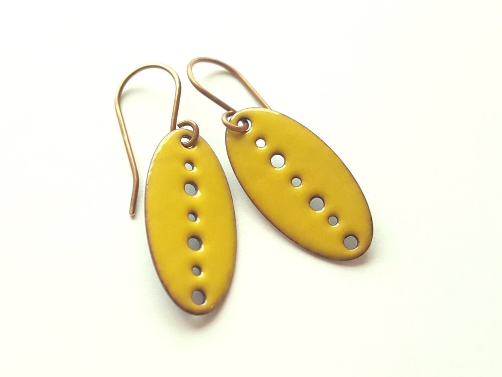 Yellow enamel earrings Clearance
