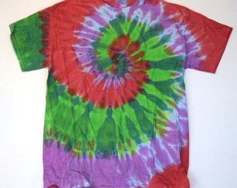 Springtime Sprouts ~ Spiral Tie Dye T-Shirt (Gildan Ultra Cotton Size M) (One of a Kind)