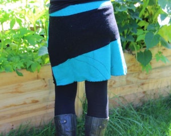 Wool walking skirt black turquoise Gr. 36/38