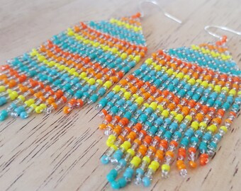 Colourful seed bead earrings