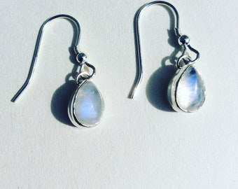 Blue Moon - Moonstone Teardrop Sterling Silver Earrings
