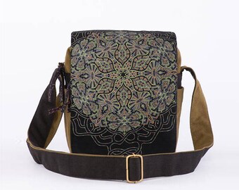 Sacred Geometry Cross Body Bag, Side Bag, Screen Printed, Shoulder Bag, Mens Crossbody Bag, Womens Crossbody Bag