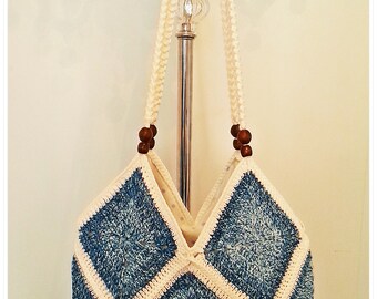 Crochet Bag, Shoulder Bag, Crossbody Bag, Boho Bag, Tote Bag, Summer Bag, Retro Bag, Gift for Her, Vintage Style, Hippie Style ,Cotton Bag