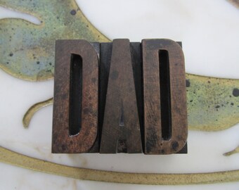 Antique Letterpress Wood Type Printers Block Letters DAD
