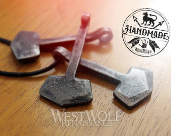 Simple Thor's Hammer Pendant - Made of Hand-Forged Iron --- Norse/Odin/Mjolnir/North/Medieval/Blacksmith/Necklace