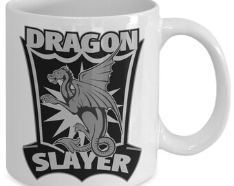 Dragon Slayer Greyscale 11oz White Coffee Cup