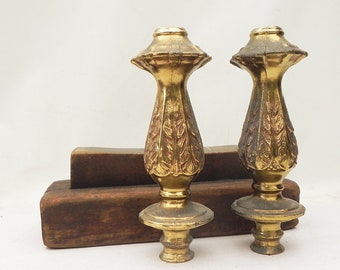 2 Vintage Cast Metal Lamp Break Spacer Column LAMP PART Restore Repurpose 6-1/2"H Assemblage Craft Supply