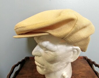 Vintage Lightweight Linen Flat Cap Hat // Newsboy Hat // Retro Driver's Cap // Dorfman-Pacific Hat