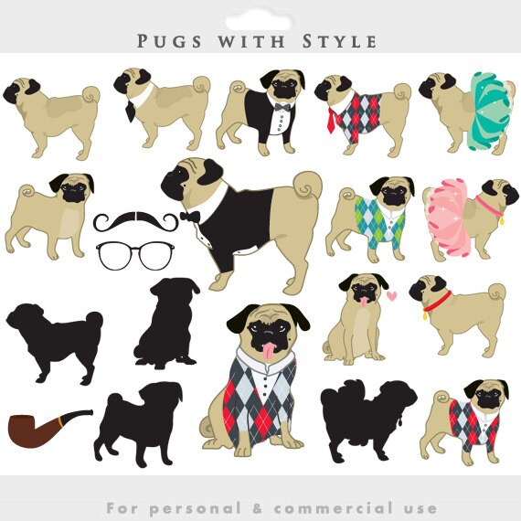 Download Pugs clipart dog clip art whimsical puppies puppy cute