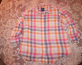 PASTEL PINK PLAID shirt,pink plaid shirt,pink plaid blouse,pink checkered shirt,plaid shirt women,checkered shirt,checkered blouse,pink