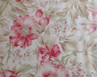 3 Sisters Favorites for Moda, Cream - China White Fabric with Pink Roses, Fabic by the Yard