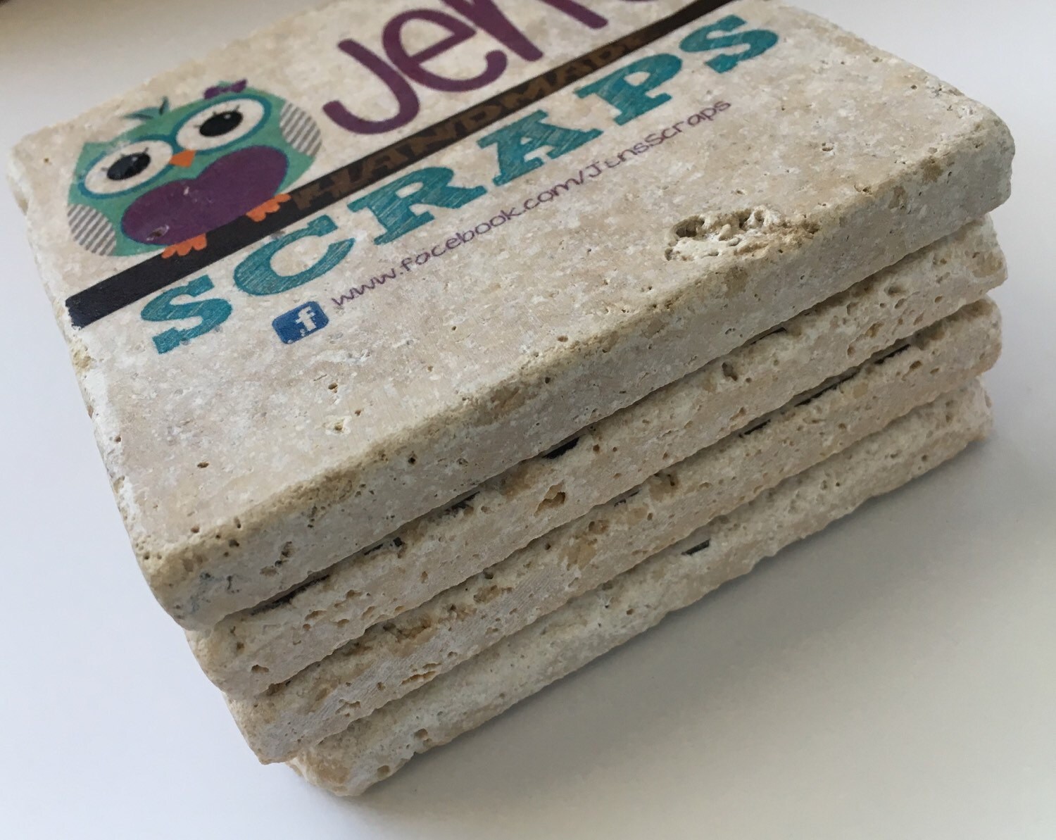 Your Logo Custom Coasters Natural Stone Coasters Set of 4 with