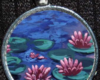 Monet Water Lillies Bridge Fine Art Artwork Pendant Necklace Jewelry