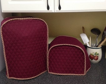 Primitives Burgundy Mixer Appliance Cover Set for Kitchenaid Mixer 2 Slice Toaster Kitchen Can Opener Covers Made to Order
