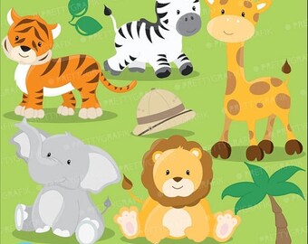 80% OFF SALE Safari Animals clipart commercial use, Jungle animals vector graphics, digital clip art, digital images - CL616