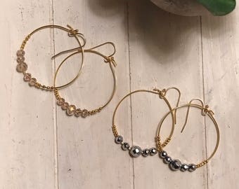 Beaded Hoop Earrings/ Hoop Earrings/ Beaded Earrings