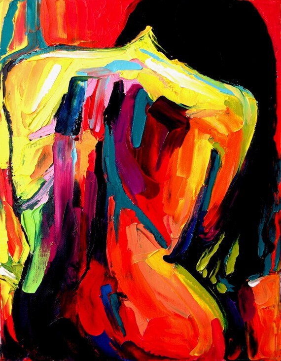 Abstract Nude Print Colorful Art By Aja Femme 172 8x10 5996