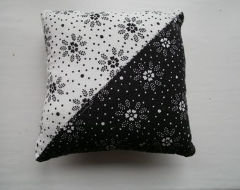 Black and white patchwork pin cushion