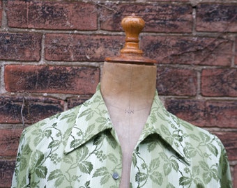 1970s Leaves & Vines Women's Blouse