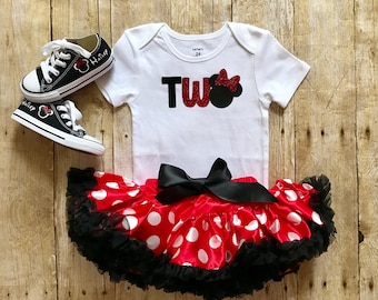 Minnie Mouse Birthday outfit, match your chucks. Birthday girl tutu and onesie Minnie and Mickey Ears first second birthday