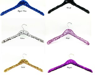 Wedding Gift Sequin Hangers, Wedding hanger, Bridal hanger,Bridesmaid hanger Gold, Silver, Black, purple, pink and blue