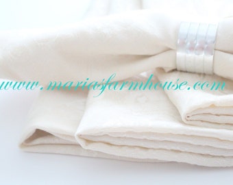 Vintage, Ralph Lauren, Damask Napkins, Set of 4, Tea Party, Table Linen, Creamy Ivory Color