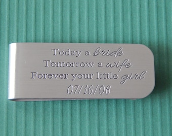 Father of the Bride Money Clip, Engraved Aluminum, Customized Money Clip, Personalized Money Clip, Gift for Dad, Wedding Day Gift