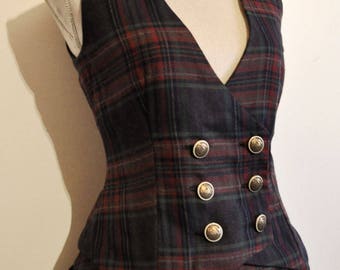 waistcoat tartan steampunk buttons Taille XL
