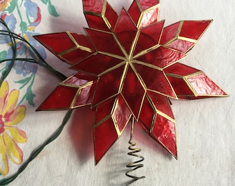 Gorgeous Vintage red star tree topper Christmas