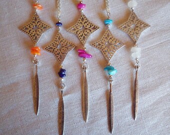 Midnight blue, Star worked long mother of Pearl Necklace