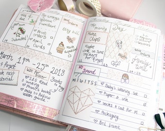 Vertical Planner, Weekly Planner, Travelers Notebook, Planner, b6, Foxy fix Insert, Chicsparrow Insert, Pelledori insert, 40 Pages