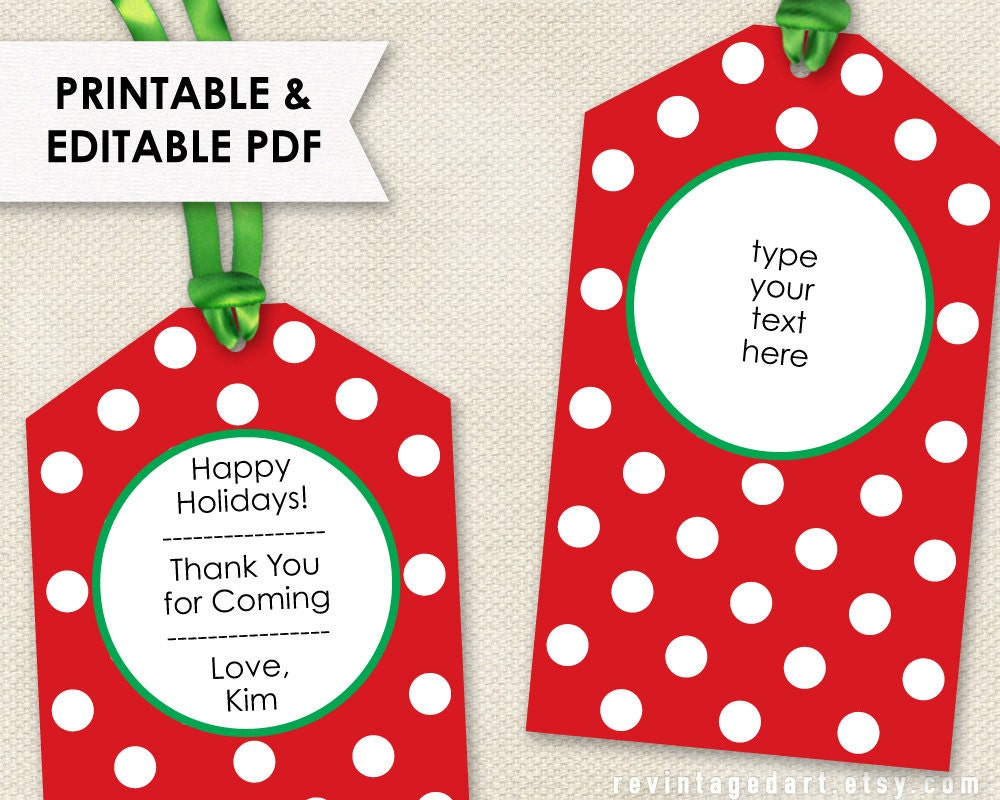 Printable Christmas Tags // Editable Holiday Tags PDF