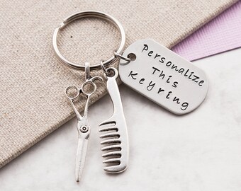 Scissors keychain, scissors keyring, hairdresser gift, personalized gift, custom keychain, personalized keyring, hair stylist, barber gift