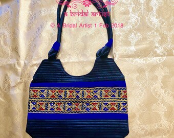 Black Handbag Kutchi Vintage Style Handmade shoulderbag Traditional Gujarati Embroidered / gifts for her / bridesmaids gift