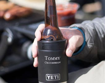 Personalized Black YETI Colster Rambler Vacuum Insulated Stainless Steel - Personalized Groomsmen Gifts, Father's Day, Dad, Corporate Gift