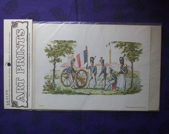 Group of French soldiers decoupage print