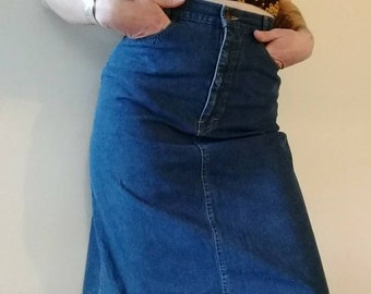 1980s Calvin Klein ultra high waist Jean skirt