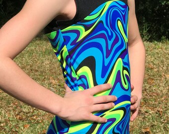 Gymnastics leotard//green and blue leotard