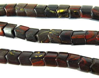 Iron Tiger Jasper Chevron Beads (10X) (NS802)