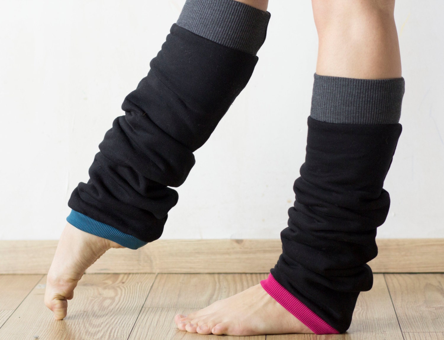 Slouchy Leg Warmers Ballet Leg Warmers Cozy Cotton Black And