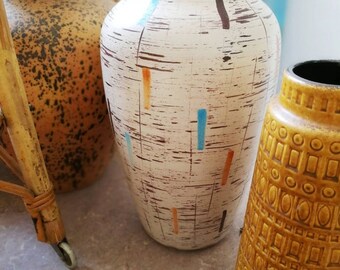 vintage vase, midcentury, XL, floor vase, 50s, pattern, flowers, german pottery, midcentury modern, decoration, ornament, ceramics