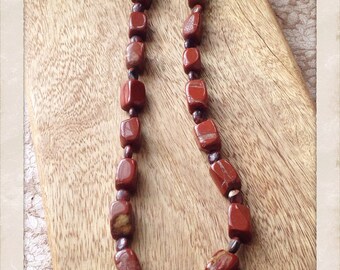 Red jasper beaded necklace