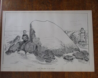 1907 Antique print of Mermaid by Charles Dana Gibson