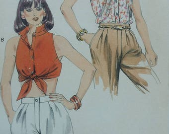 Vintage Kwik Sew 1515 Sewing Pattern Sizes 14-16-18-20 Cropped Tops