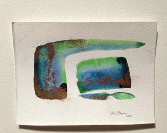 Watercolor Green, blue, gold