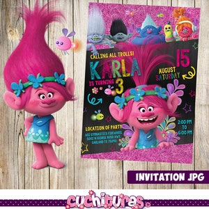 Trolls invitations | Etsy